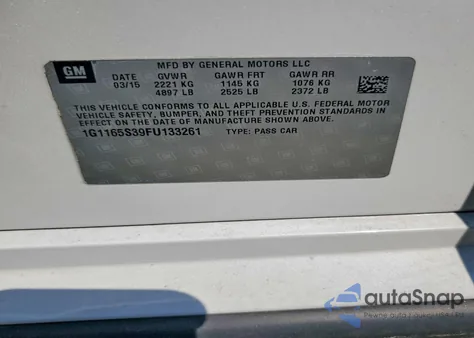 2015 Chevrolet Impala Ltz from USA, damaged, VIN 1G1165S39FU133261